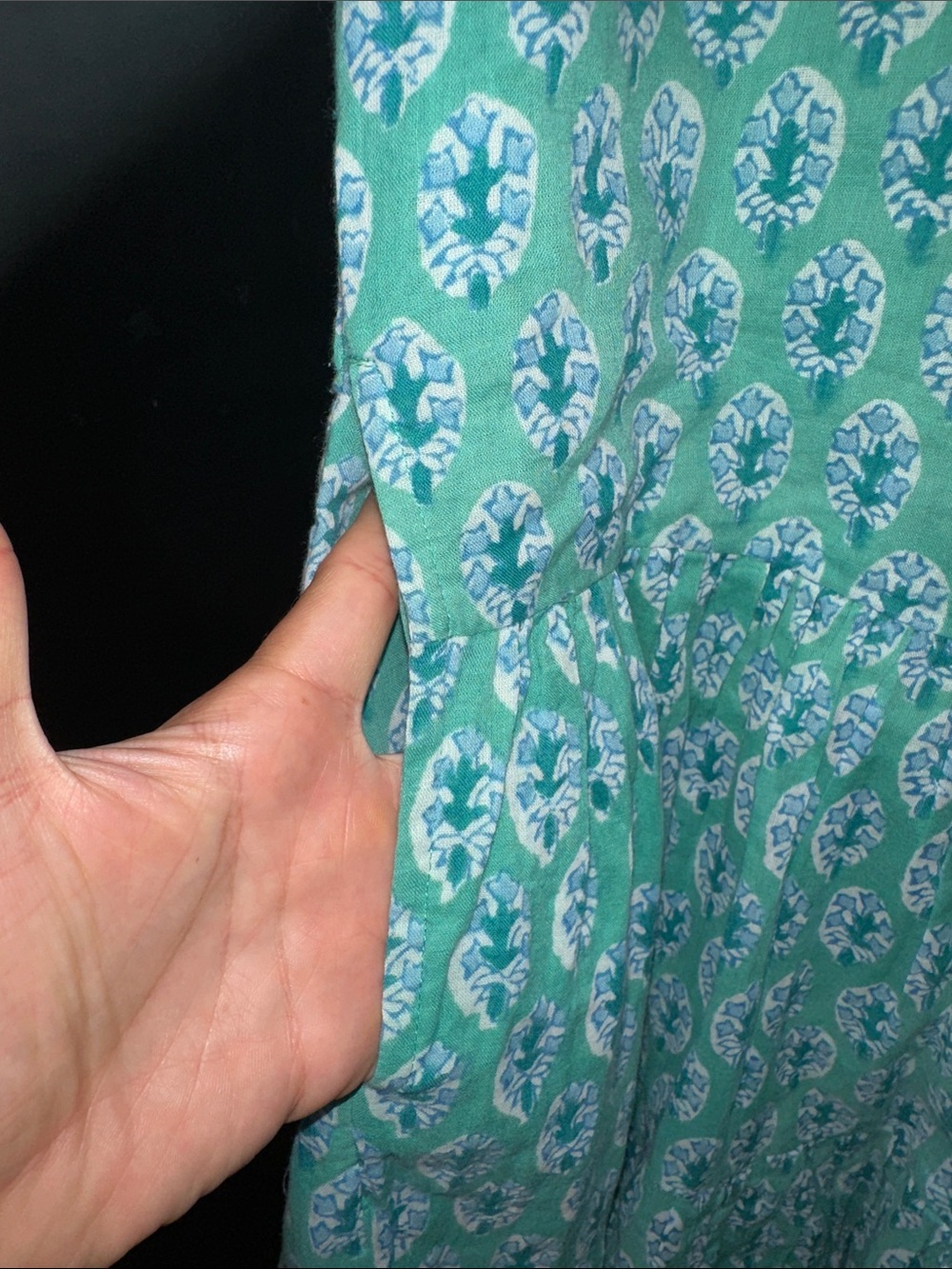 Oliphant Teal Printed Short Sleeve Swing Dress S - Picture 8 of 10